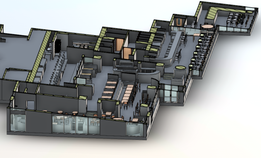 GeoMaus serving Restaurants - BIM Model / Revit Model - Cut section view