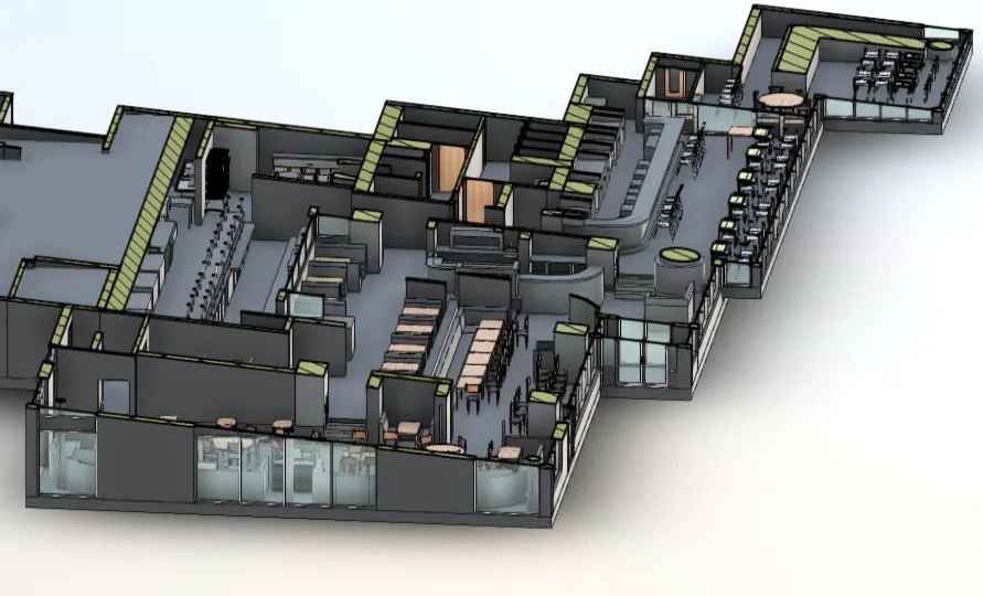 GeoMaus serving Restaurants - BIM Model / Revit Model - Cut section view