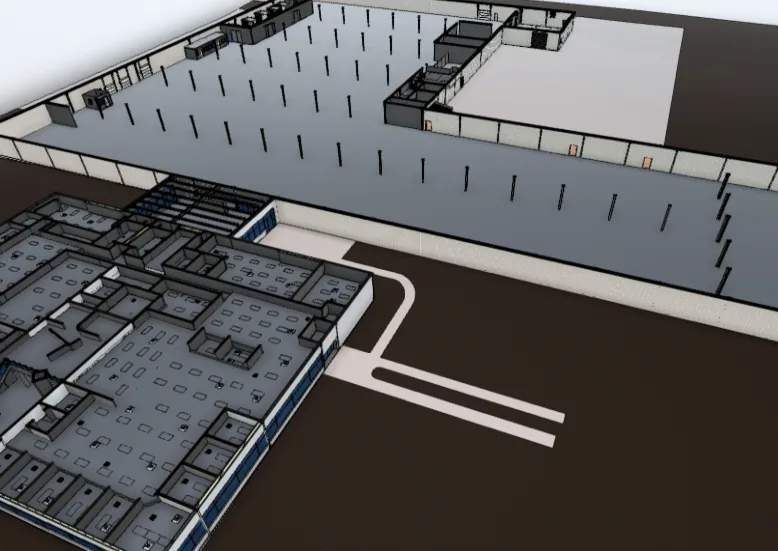 GeoMaus serving large industrial buildings - Revit Model section view - Laser Scanning