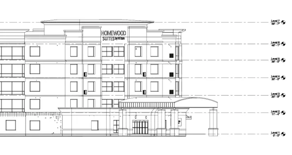 Hilton Hotel Exterior elevation - CAD Drawings - Measured building survey