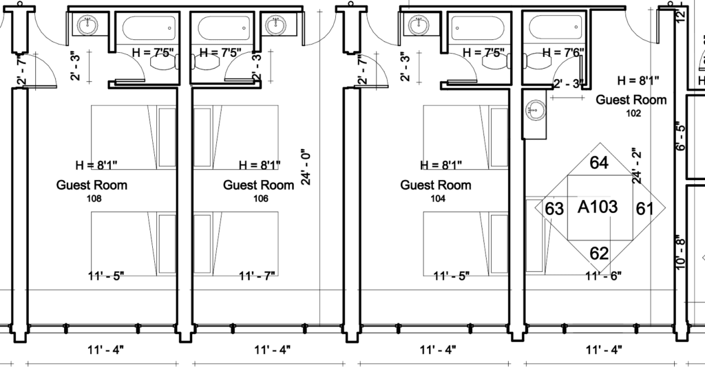 CAD Drawins - Floor Plans - Coordinated Plan - Reflected Ceilings - Hotel Survey