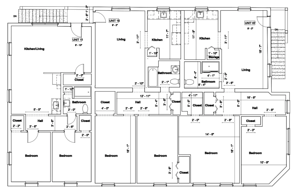 Coordinated Floor Plans of Abandoned Miami Building - CAD Dawings - As built floor plans
